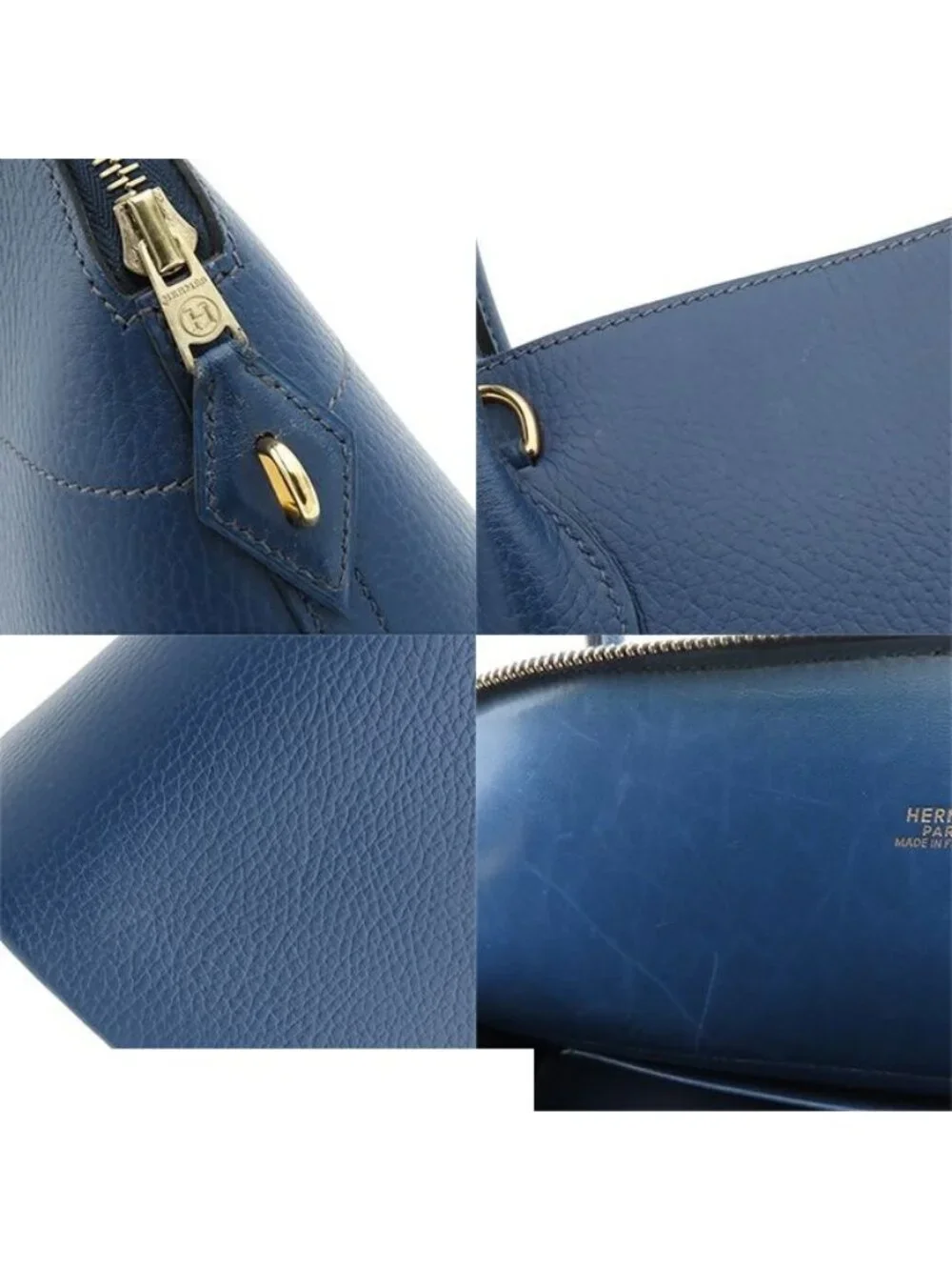 Hermes Bolide 35 Blue Gold Ardennes 2-Way Shoulder Bag
